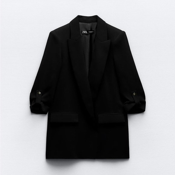 【ZARA】BLAZER WITH ROLLED-UP SLEEVES Black | 2226/518/800 Zara | Jackets & Coats | Zara Blazer With Rolled Up Sleeves